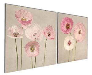 gardenia art – pink flowers modern canvas wall art 12×12 inch,2 pcs, stretched and framed