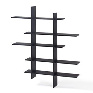 danya b. five level black asymmetric wall shelf