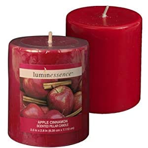set of 2 luminessence apple cinnamon scented pillar candles by luminessence