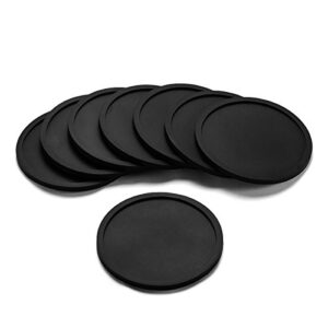 UTRO Silicone Drink Coasters Set of 8 - Non-Slip Round Soft Coaster Rubber Cup Pad Mat - Tabletop Protection – Easy to Clean - Black