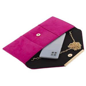 Faux Microsuede Envelope Clutch, Fuchsia Medium