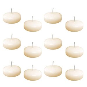 super z outlet 2″ unscented natural color water floating mini candle discs for weddings, home decoration, relaxation, spa, smokeless cotton wick. (24 candles) (ivory)