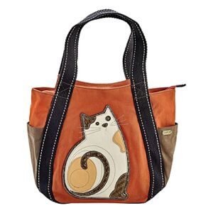 chala carryall zip tote, lazzy cat, orange