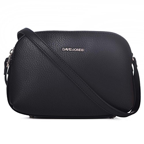 DAVID - JONES INTERNATIONAL. Crossbody Bag for Women,Lightweight Multi Compartment Small Shoulder Handbag, Vegan Leather Saddle Everyday pocketbooks Purses,Black Purse