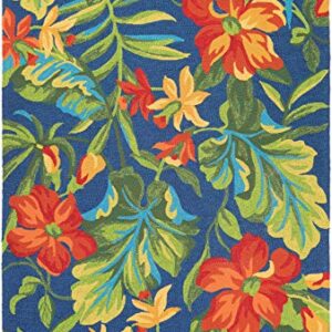 Couristan Covington Tropical Orchid Indoor/Outdoor Area Rug, 5'6" x 8', Azure/Forest Green/Red