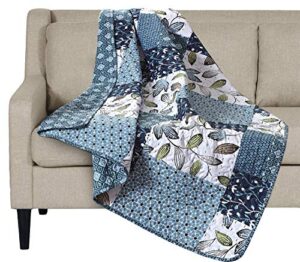 slpr pacific coast quilted throw blanket – 50″ x 60″ | blue and white lap quilt for couch and bed