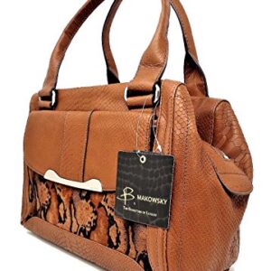 B. Makowsky Women Handbags Satchel, Maple Python