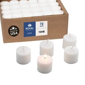 votive candle, unscented white wax, box of 72, for wedding, birthday, holiday & home decoration (10 hour) by royal imports