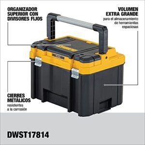 DEWALT TSTAK Tool Box, Extra Large Design, Fixed Divider for Tool Organization, Water and Debris Resistant (DWST17814),Black