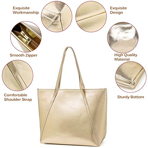 OB OURBAG Women's Tote Handbags, Large Fashion Designer Elegant Shoulder Bag Purses for Ladies, Champagne Gold