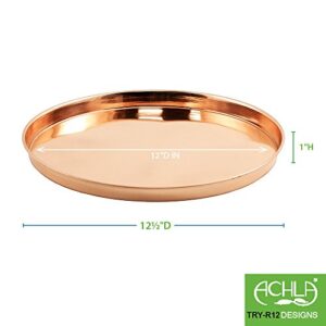 Achla Designs TRY-R12 12 inch Copper Round Tray, 12-inch