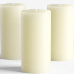 Set of 3 Pillar Candles 3" x 6" Unscented Handpoured Weddings, Home Decoration, Restaurants, Spa, Church Smokeless Cotton Wick - Ivory