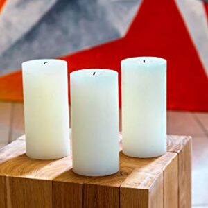 Set of 3 Pillar Candles 3" x 6" Unscented Handpoured Weddings, Home Decoration, Restaurants, Spa, Church Smokeless Cotton Wick - Ivory