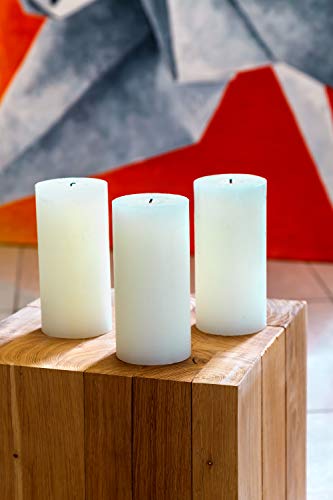 Set of 3 Pillar Candles 3" x 6" Unscented Handpoured Weddings, Home Decoration, Restaurants, Spa, Church Smokeless Cotton Wick - Ivory