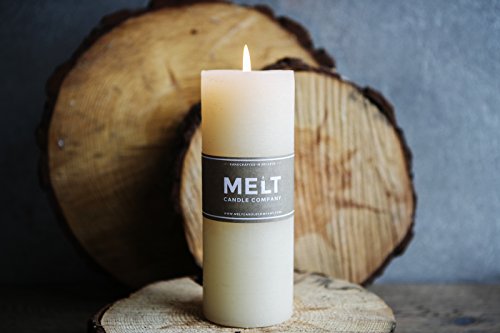 Set of 3 Pillar Candles 3" x 6" Unscented Handpoured Weddings, Home Decoration, Restaurants, Spa, Church Smokeless Cotton Wick - Ivory