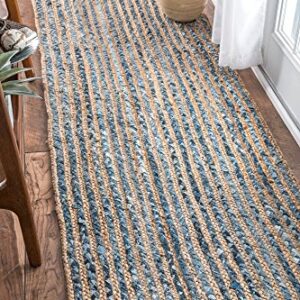 nuLOOM Dara Striped Jute Runner Rug, 2 ft 6 in x 8 ft, Blue