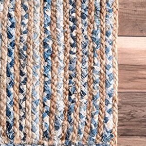 nuLOOM Dara Striped Jute Runner Rug, 2 ft 6 in x 8 ft, Blue