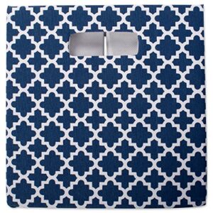 DII Hard Sided Collapsible Fabric Storage Container for Nursery, Offices, & Home Organization, (13x13x13) - Lattice Nautical Blue