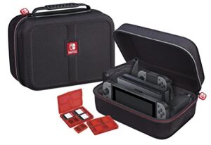 nintendo switch system carrying case – protective deluxe travel system case – black ballistic nylon exterior – official nintendo licensed product