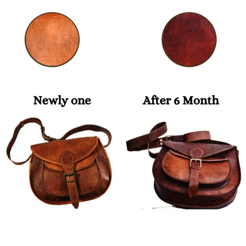 Satchel And Fable Handmade Women Vintage Style Genuine Brown Leather Cross Body Shoulder Bag Handmade Purse