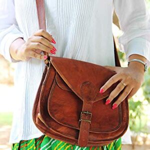 Satchel And Fable Handmade Women Vintage Style Genuine Brown Leather Cross Body Shoulder Bag Handmade Purse