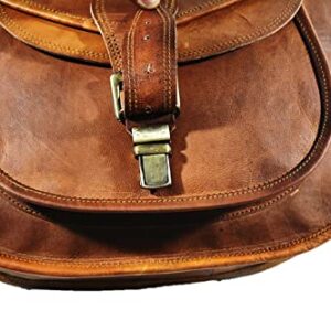 Satchel And Fable Handmade Women Vintage Style Genuine Brown Leather Cross Body Shoulder Bag Handmade Purse