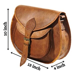 Satchel And Fable Handmade Women Vintage Style Genuine Brown Leather Cross Body Shoulder Bag Handmade Purse