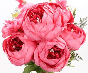 duovlo springs flowers artificial silk peony bouquets wedding home decoration,pack of 1 (spring pink)