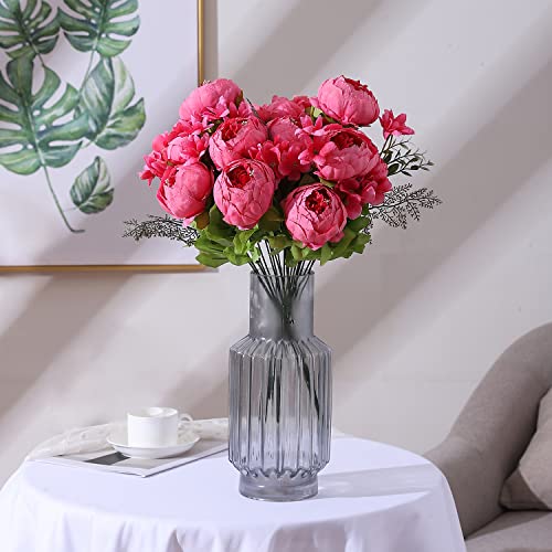 Duovlo Springs Flowers Artificial Silk Peony Bouquets Wedding Home Decoration,Pack of 1 (Spring Pink)