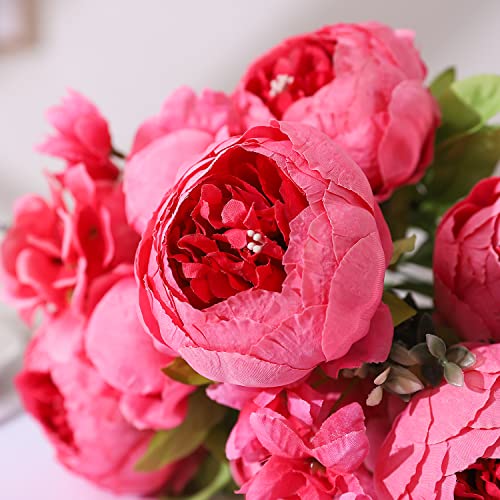 Duovlo Springs Flowers Artificial Silk Peony Bouquets Wedding Home Decoration,Pack of 1 (Spring Pink)