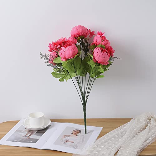 Duovlo Springs Flowers Artificial Silk Peony Bouquets Wedding Home Decoration,Pack of 1 (Spring Pink)