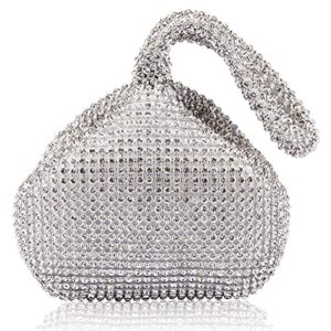 mogor women’s triangle bling glitter purse crown box clutch evening luxury bags party prom silver