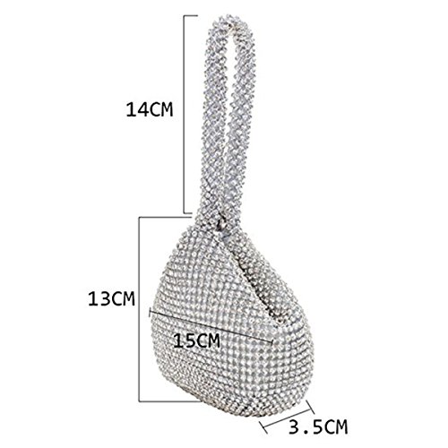 Mogor Women's Triangle Bling Glitter Purse Crown Box Clutch Evening Luxury Bags Party Prom Silver