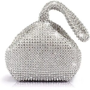 Mogor Women's Triangle Bling Glitter Purse Crown Box Clutch Evening Luxury Bags Party Prom Silver