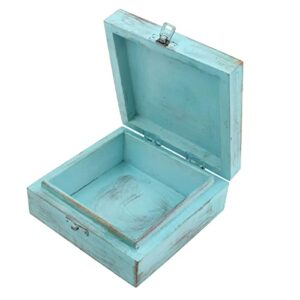 Stonebriar Vintage Worn Blue Floral Wooden Keepsake Box with Hinged Lid, Storage for Trinkets and Memorabilia, Decorative Jewelry Holder, Gift Idea for Birthdays, Christmas, Weddings, or Any Occasion