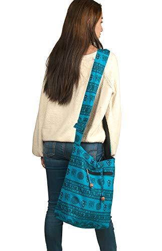 Blue Patchwork Handmade Crossbody Large Hobo Shoulder Bag Hippie Boho Fashion Everyday Unique