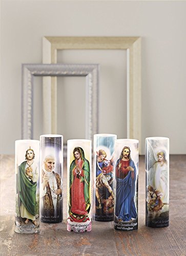 Virgin of Guadalupe Flameless LED Prayer Candle, Unique Religious Decoration, Gift Idea for Mothers Day, Birthday, or Any Holiday 8.2 Inches