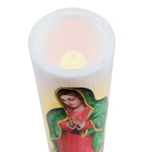 Virgin of Guadalupe Flameless LED Prayer Candle, Unique Religious Decoration, Gift Idea for Mothers Day, Birthday, or Any Holiday 8.2 Inches