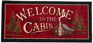 cozy cabin cc5268 welcome to the cabin non skid rug 20″x44″ red