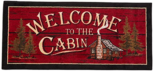 Cozy Cabin CC5268 Welcome to the Cabin Non Skid Rug 20"x44" Red