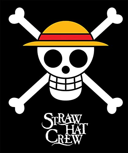 GE Animation GE-57051 One Piece Straw Hat Pirates Throw Blanket, 50" x 60",Black