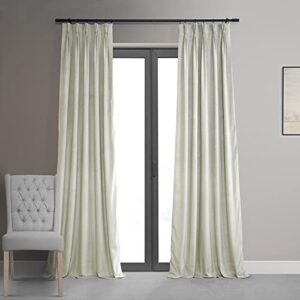 hpd half price drapes velvet blackout curtains for living room 25 x 108 signature pleated, vpch-110602-108-fp, porcelain white