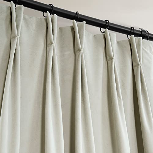 HPD Half Price Drapes Velvet Blackout Curtains For Living Room 25 X 108 Signature Pleated, VPCH-110602-108-FP, Porcelain White