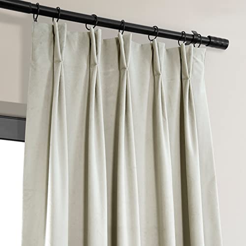 HPD Half Price Drapes Velvet Blackout Curtains For Living Room 25 X 108 Signature Pleated, VPCH-110602-108-FP, Porcelain White