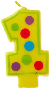 number 1 dots birthday candle – 3.5″, yellow, 1 pc