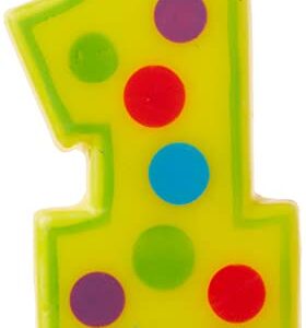 Number 1 Dots Birthday Candle - 3.5", Yellow, 1 Pc