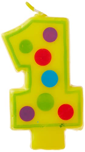 Number 1 Dots Birthday Candle - 3.5", Yellow, 1 Pc