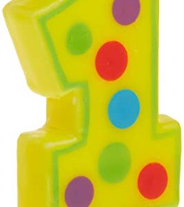 Number 1 Dots Birthday Candle - 3.5", Yellow, 1 Pc