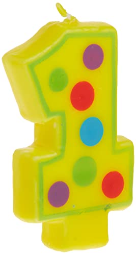 Number 1 Dots Birthday Candle - 3.5", Yellow, 1 Pc