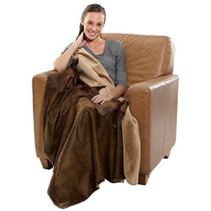 robesale rustic ranch throw, premium blanket, 1.56 lb each, 50″ x 60″, brown